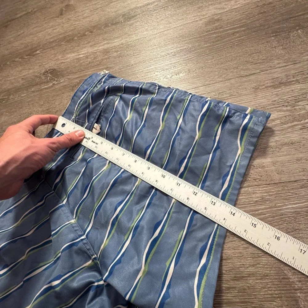 Parke & Ronen Swim Trunks‎ Mens 34 Blue Green Stripe Polyester Lined Board Short
